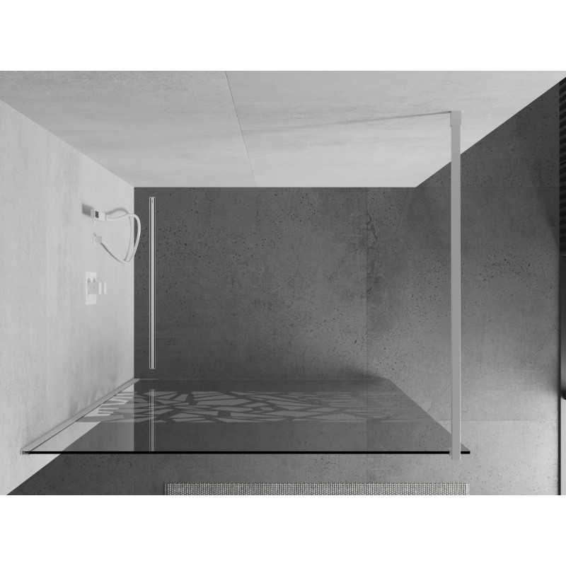 Mexen Kioto ścianka prysznicowa Walk-in 90 x 200 cm, biały wzór 8 mm, biała - 800-090-101-20-85