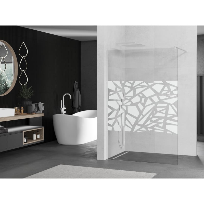 Mexen Kioto ścianka prysznicowa Walk-in 100 x 200 cm, biały wzór 8 mm, biała - 800-100-101-20-85
