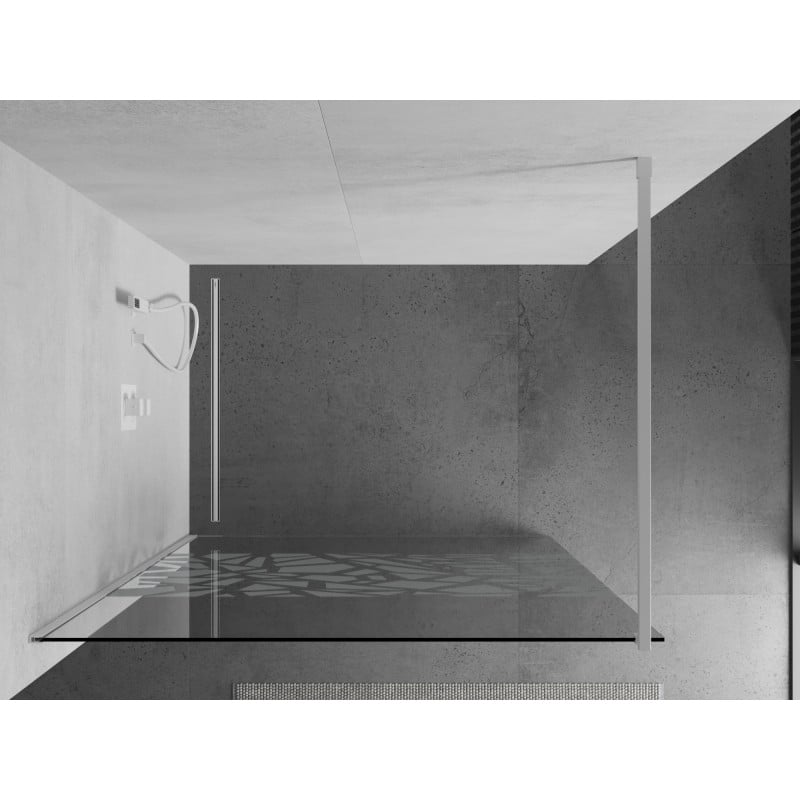 Mexen Kioto ścianka prysznicowa Walk-in 100 x 200 cm, biały wzór 8 mm, biała - 800-100-101-20-85