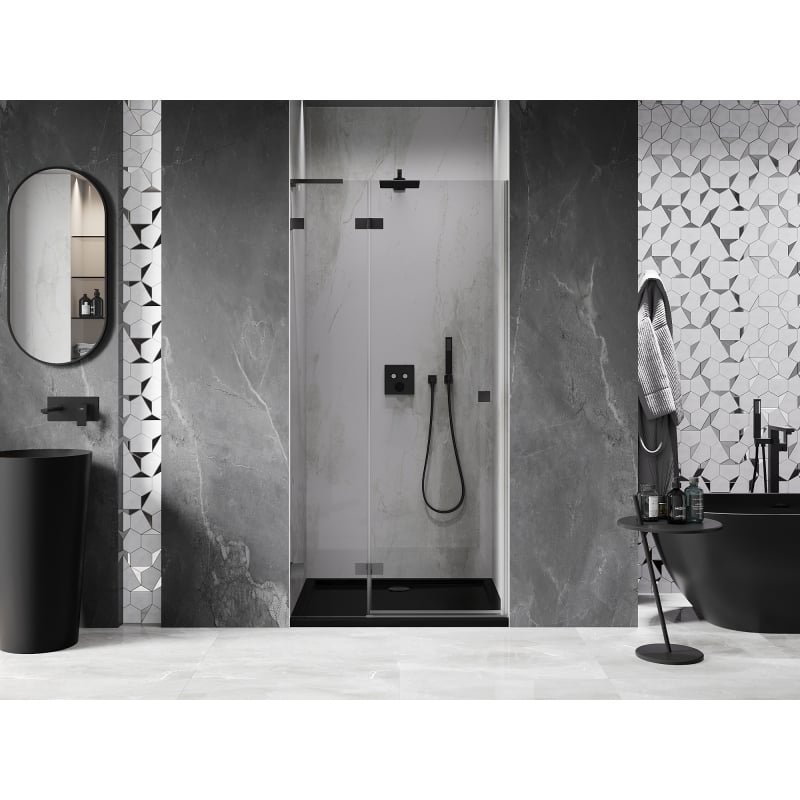 Mexen Lunar L drzwi prysznicowe uchylne lewe 80 cm, transparent, gun metal - 834L-080-000-95-00-L