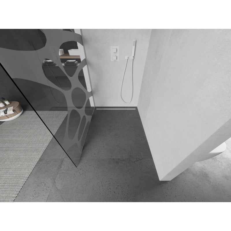 Mexen Kioto ścianka prysznicowa Walk-in 90 x 200 cm, biała fala 8 mm, biała - 800-090-101-20-97