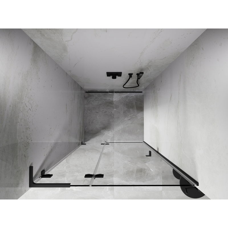 Mexen Lunar L drzwi prysznicowe uchylne lewe 125 cm, transparent, gun metal - 834L-125-000-95-00-L