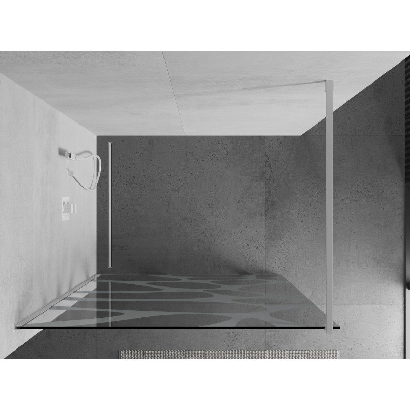Mexen Kioto ścianka prysznicowa Walk-in 120 x 200 cm, biała fala 8 mm, biała - 800-120-101-20-97