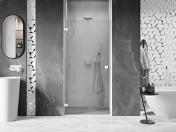 Mexen Lunar-B drzwi prysznicowe uchylne lewe 65 cm, transparent, białe - 832-065-000-20-00-L