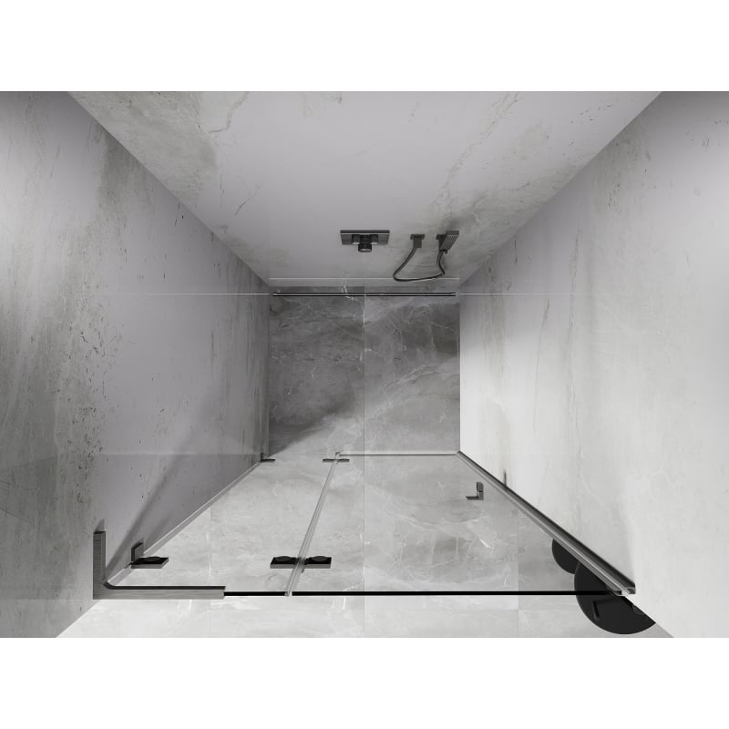 Mexen Lunar L drzwi prysznicowe uchylne lewe 80 cm, transparent, nikiel szczotkowany - 834L-080-000-97-00-L