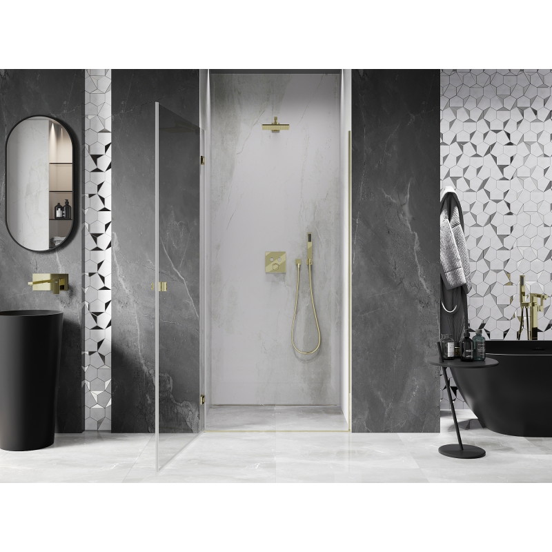 Mexen Lunar-B drzwi prysznicowe uchylne lewe 85 cm, transparent, złote - 832-085-000-50-00-L