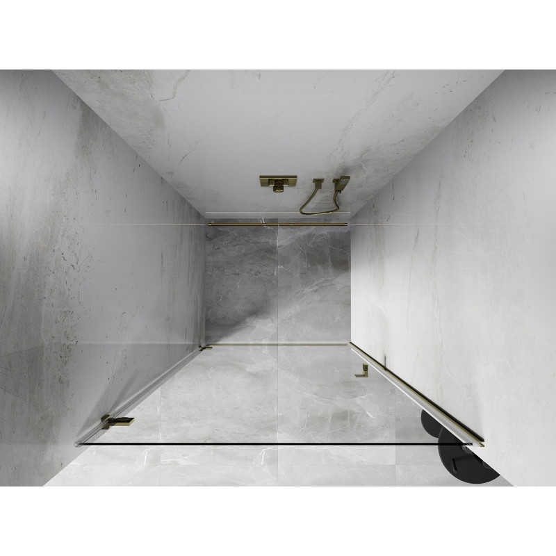Mexen Lunar-B drzwi prysznicowe uchylne lewe 90 cm, transparent, złote - 832-090-000-50-00-L