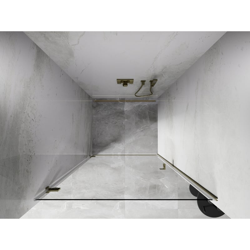 Mexen Lunar-B drzwi prysznicowe uchylne lewe 60 cm, transparent, złote szczotkowane - 832-060-000-55-00-L