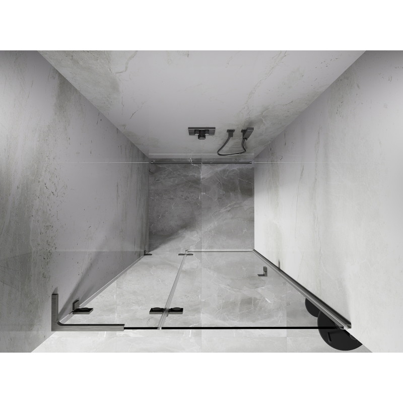 Mexen Lunar L drzwi prysznicowe uchylne lewe 115 cm, transparent, nikiel szczotkowany - 834L-115-000-97-00-L