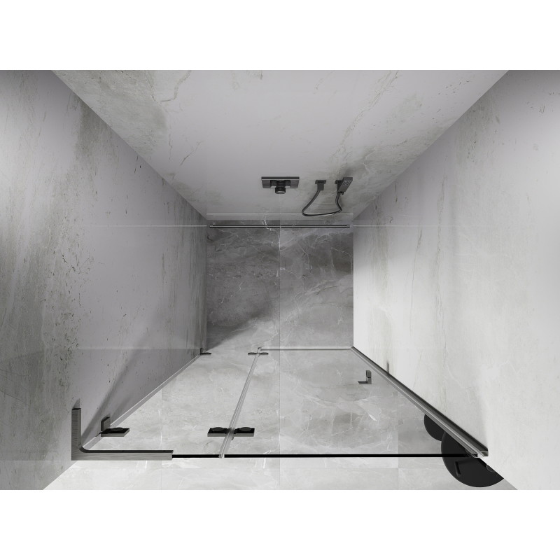Mexen Lunar L drzwi prysznicowe uchylne lewe 120 cm, transparent, nikiel szczotkowany - 834L-120-000-97-00-L