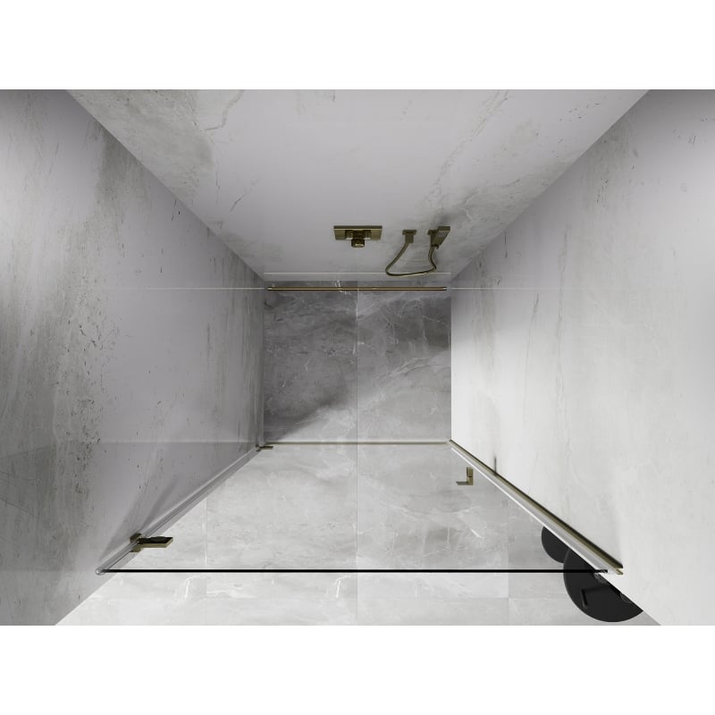 Mexen Lunar-B drzwi prysznicowe uchylne lewe 75 cm, transparent, złote szczotkowane - 832-075-000-55-00-L