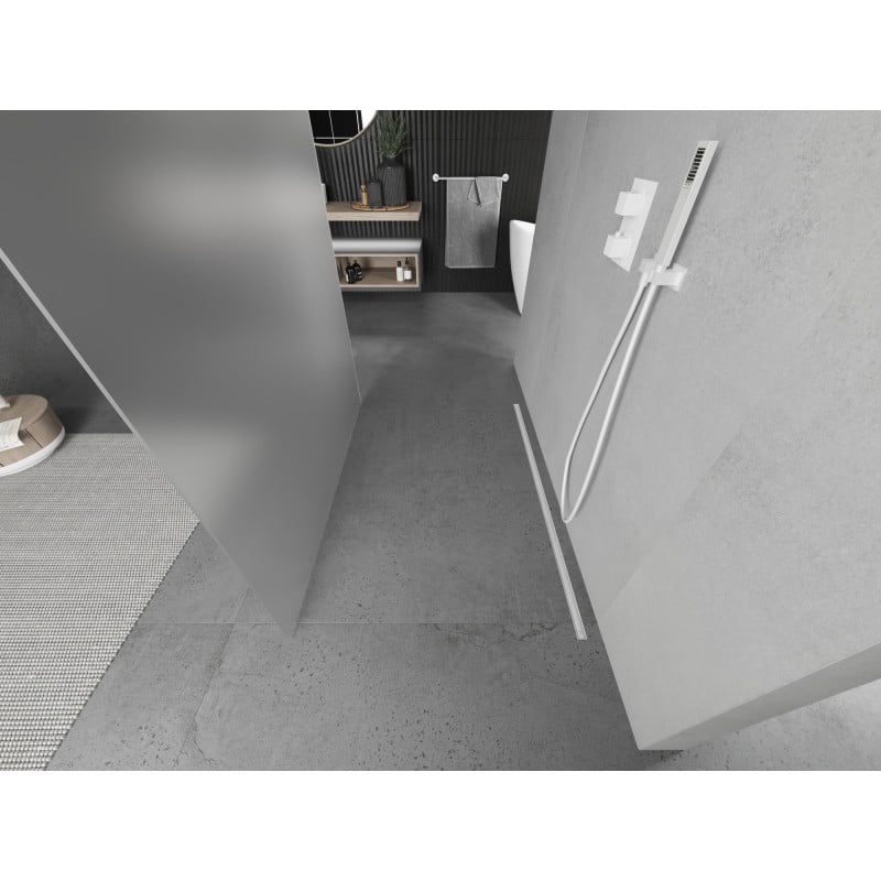 Mexen Kioto ścianka prysznicowa wolnostojąca 100 x 200 cm, szron 8 mm, biała - 800-100-002-20-30