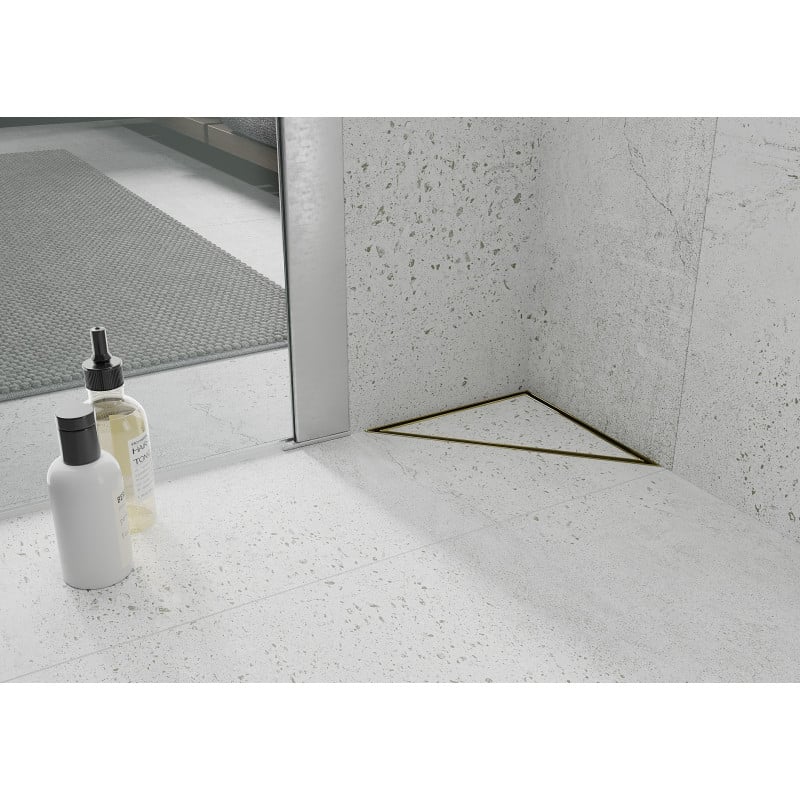 Mexen Flat-T M13 wpust podłogowy trójkątny 20 x 20 cm, złoty - 1510320