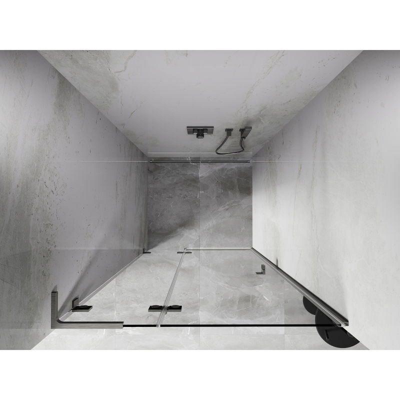 Mexen Lunar L drzwi prysznicowe uchylne lewe 125 cm, transparent, nikiel szczotkowany - 834L-125-000-97-00-L