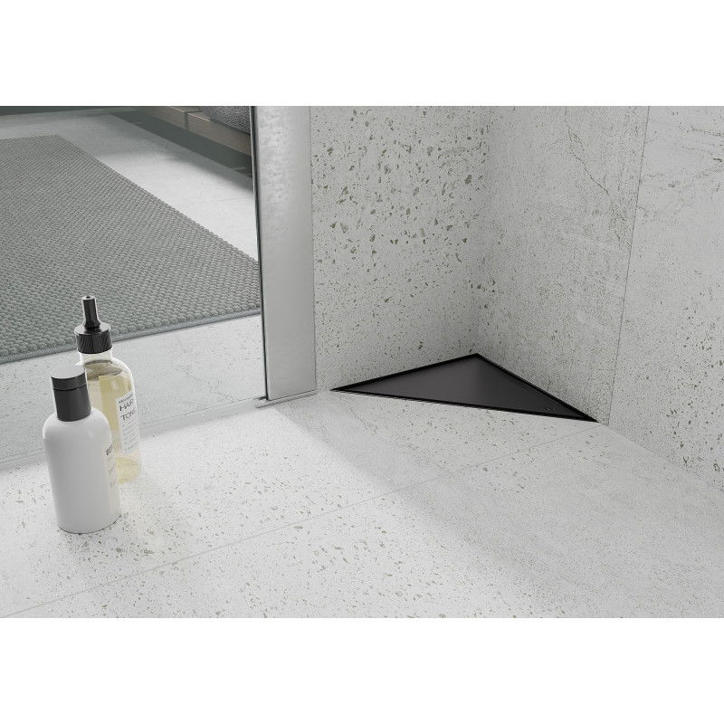 Mexen Flat-T M13 wpust podłogowy trójkątny 20 x 20 cm, czarny - 1710320