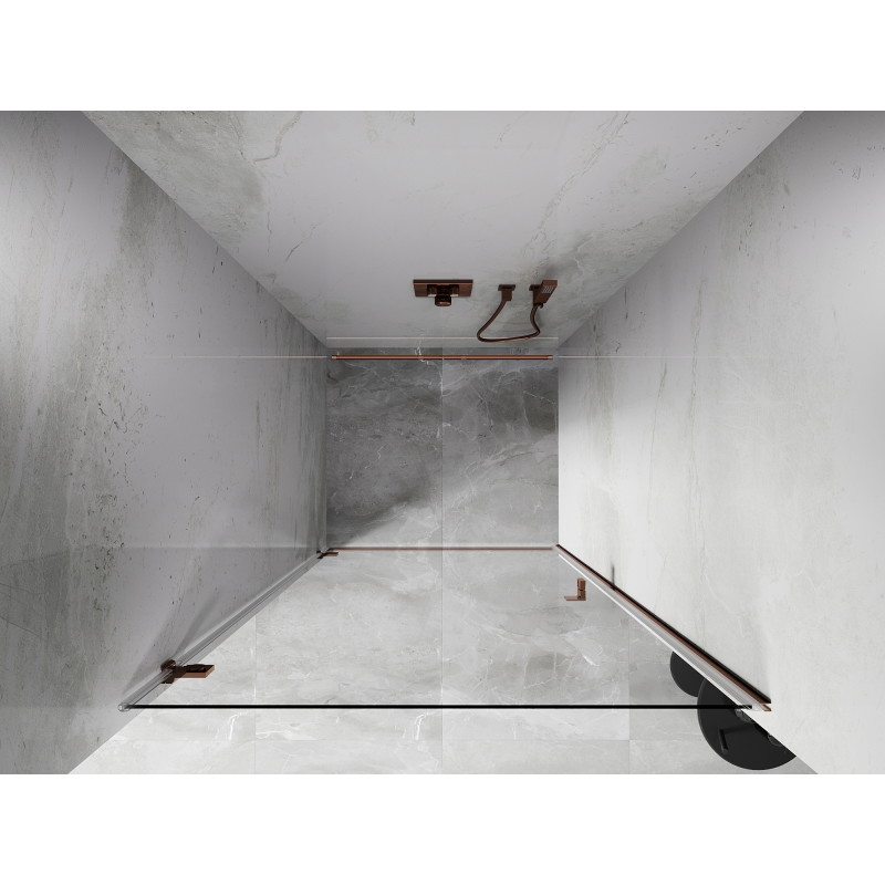 Mexen Lunar-B drzwi prysznicowe uchylne lewe 95 cm, transparent, różowe złoto - 832-095-000-60-00-L