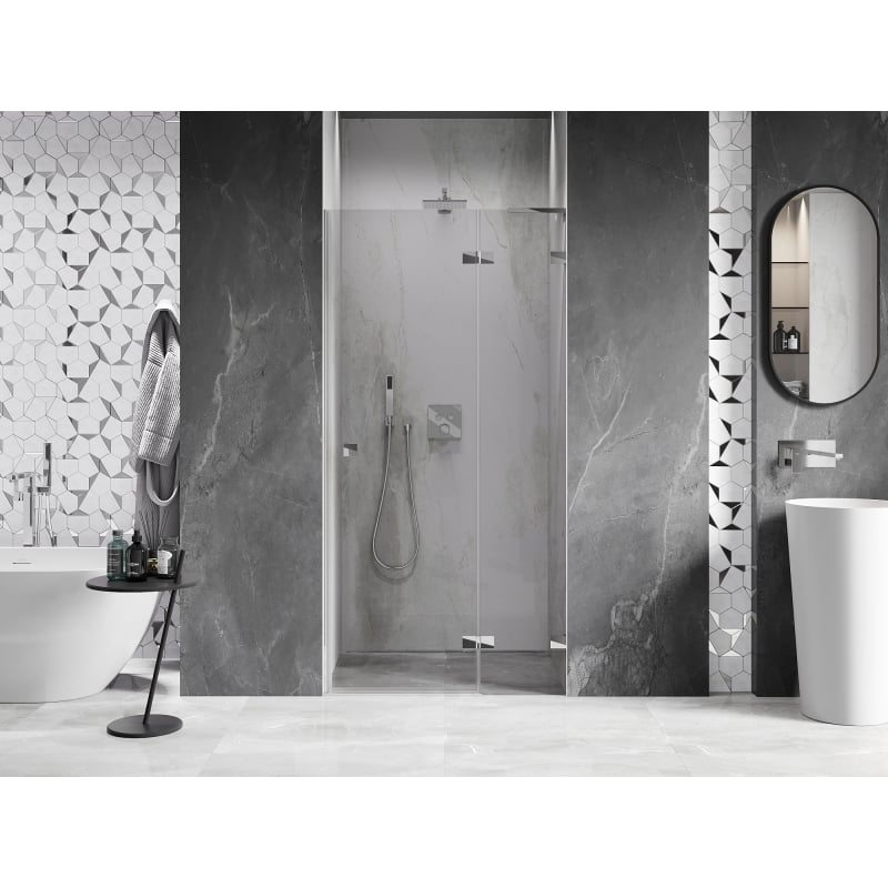 Mexen Lunar L drzwi prysznicowe uchylne prawe 120 cm, transparent, chrom - 834L-120-000-01-00-P