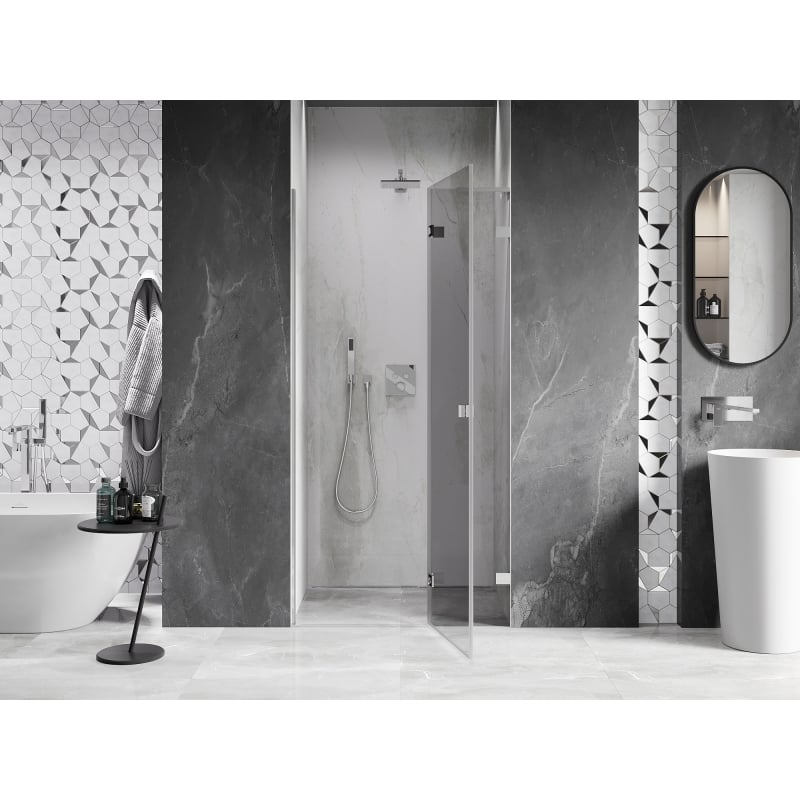 Mexen Lunar L drzwi prysznicowe uchylne prawe 125 cm, transparent, chrom - 834L-125-000-01-00-P