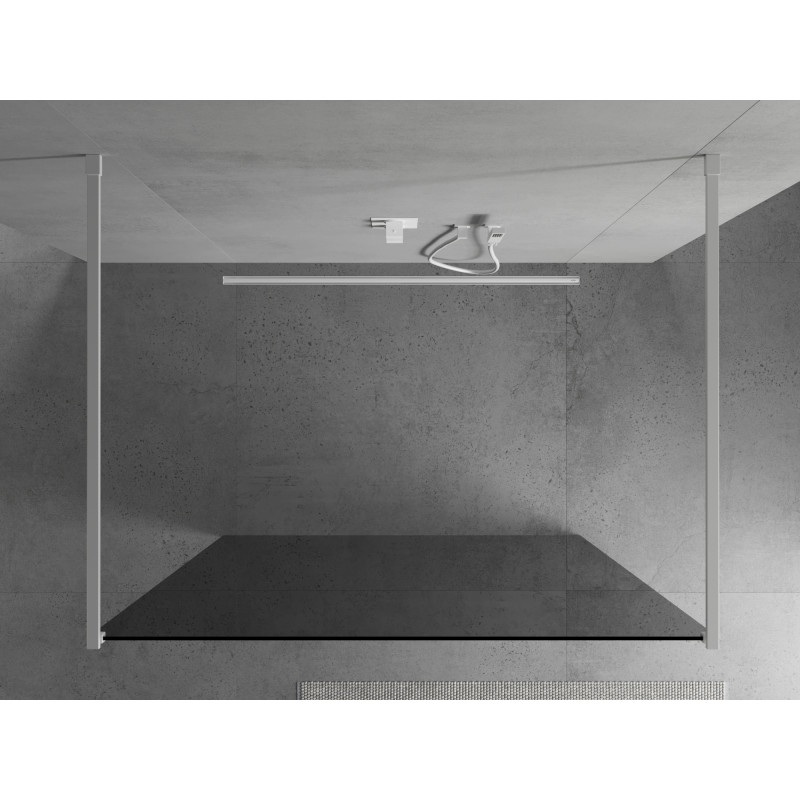 Mexen Kioto ścianka prysznicowa wolnostojąca 110 x 200 cm, grafit 8 mm, biała - 800-110-002-20-40