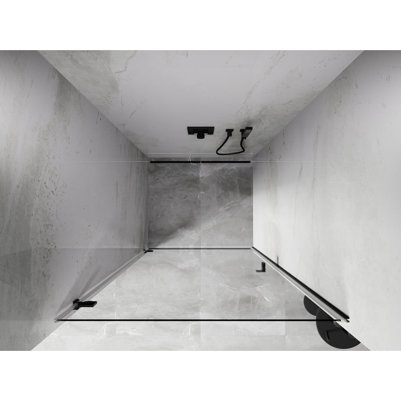 Mexen Lunar-B drzwi prysznicowe uchylne lewe 65 cm, transparent, czarne - 832-065-000-70-00-L
