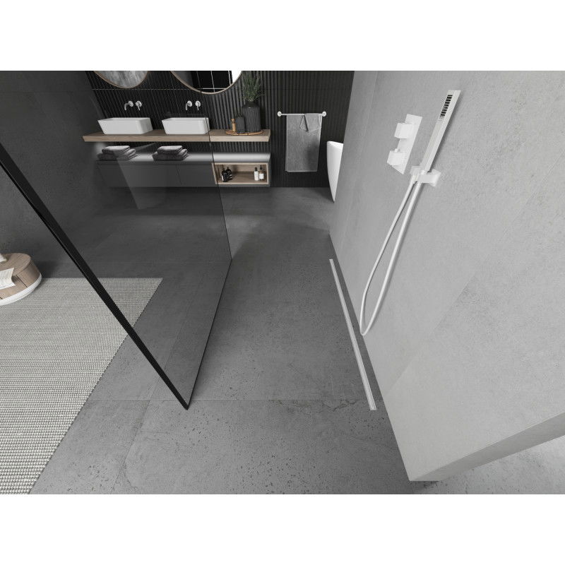 Mexen Kioto ścianka prysznicowa wolnostojąca 100 x 200 cm, czarna ramka 8 mm, biała - 800-100-002-20-70