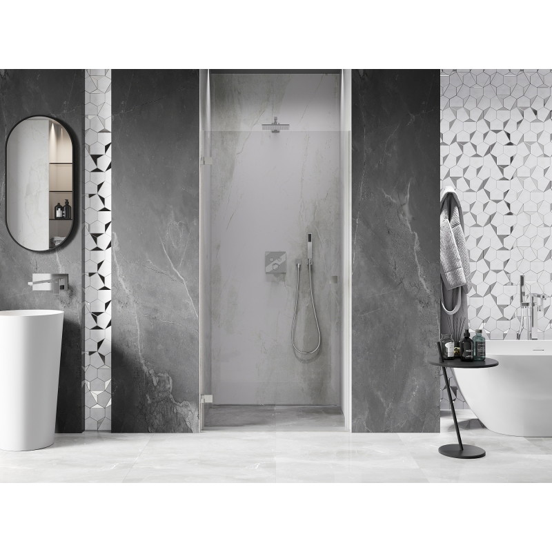 Mexen Lunar-B drzwi prysznicowe uchylne lewe 90 cm, transparent, nikiel szczotkowany - 832-090-000-97-00-L