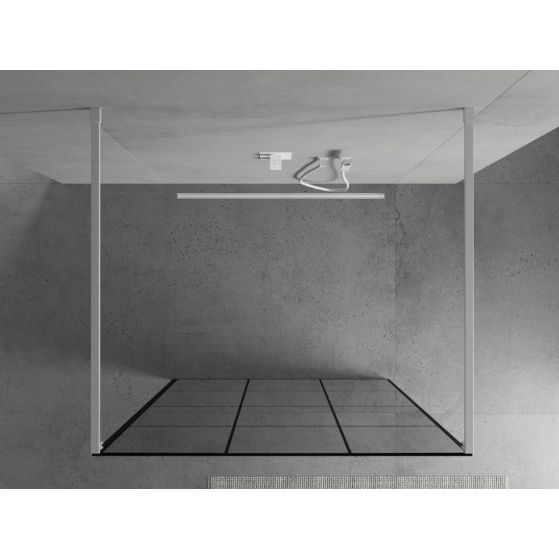 Mexen Kioto ścianka prysznicowa wolnostojąca 100 x 200 cm, czarna kratka 8 mm, biała - 800-100-002-20-77
