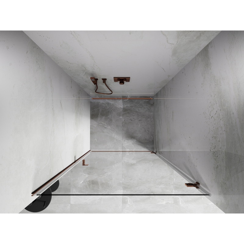Mexen Lunar-B drzwi prysznicowe uchylne prawe 85 cm, transparent, różowe złoto - 832-085-000-60-00-P