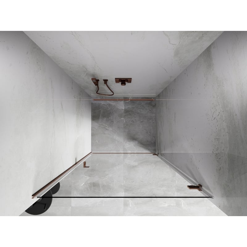 Mexen Lunar-B drzwi prysznicowe uchylne prawe 95 cm, transparent, miedź szczotkowana - 832-095-000-65-00-P