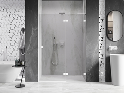 Mexen Lunar L drzwi prysznicowe uchylne prawe 130 cm, transparent, białe - 834L-130-000-20-00-P