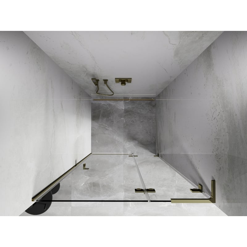 Mexen Lunar L drzwi prysznicowe uchylne prawe 90 cm, transparent, złote - 834L-090-000-50-00-P