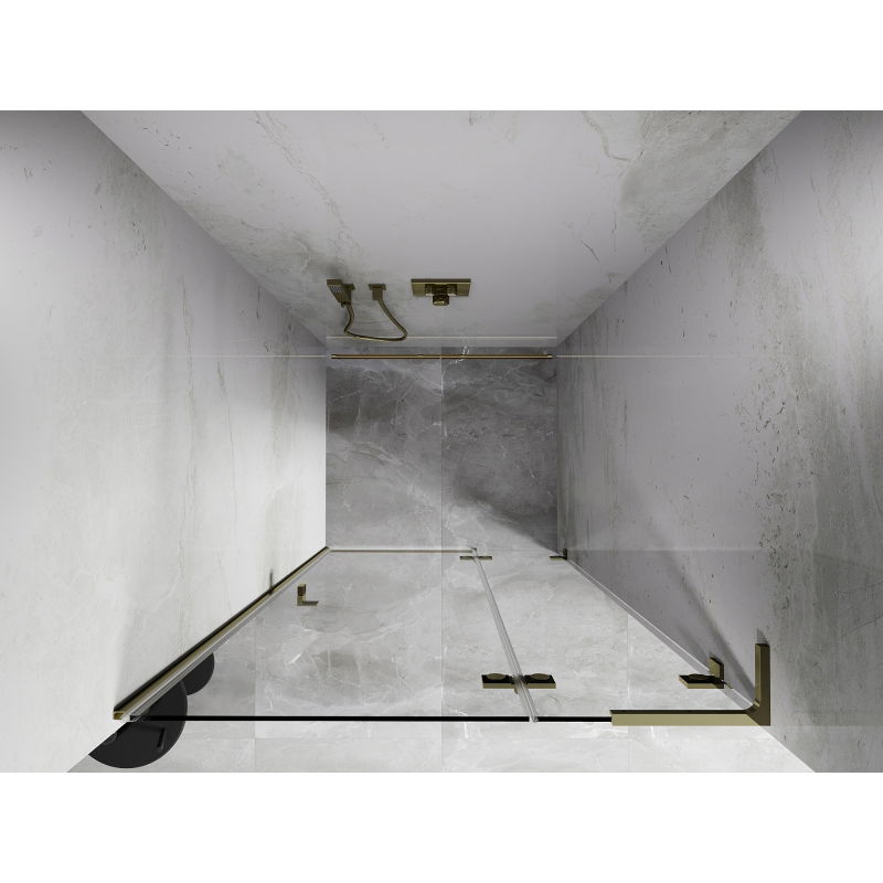 Mexen Lunar L drzwi prysznicowe uchylne prawe 125 cm, transparent, złote - 834L-125-000-50-00-P