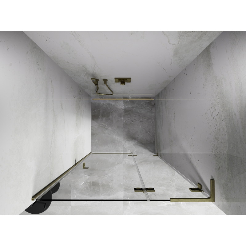 Mexen Lunar L drzwi prysznicowe uchylne prawe 70 cm, transparent, złote szczotkowane - 834L-070-000-55-00-P