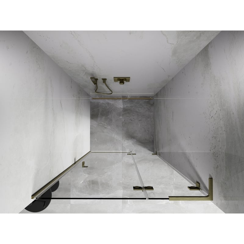 Mexen Lunar L drzwi prysznicowe uchylne prawe 85 cm, transparent, złote szczotkowane - 834L-085-000-55-00-P