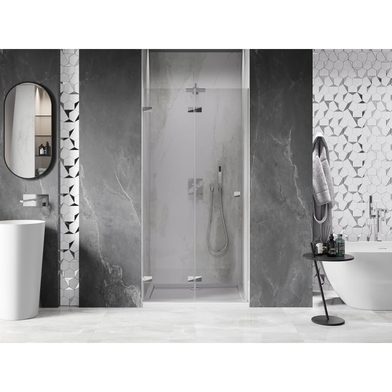 Mexen Lunar-F drzwi prysznicowe składane lewe 75 cm, transparent, chrom - 836-075-000-01-00-L