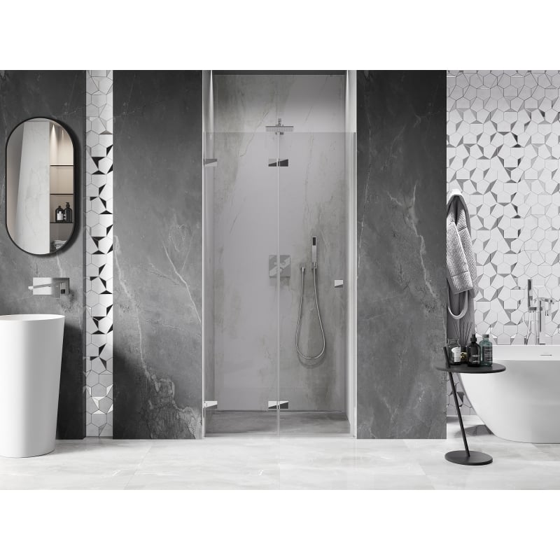 Mexen Lunar-F drzwi prysznicowe składane lewe 75 cm, transparent, chrom - 836-075-000-01-00-L