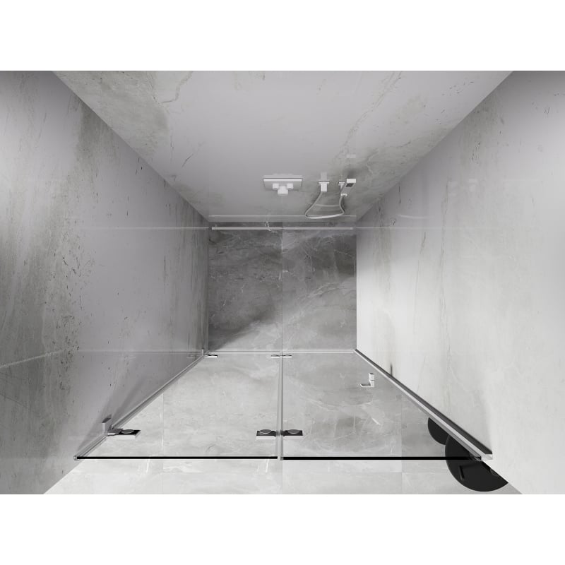 Mexen Lunar-F drzwi prysznicowe składane lewe 80 cm, transparent, białe - 836-080-000-20-00-L