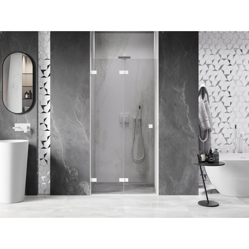 Mexen Lunar-F drzwi prysznicowe składane lewe 95 cm, transparent, białe - 836-095-000-20-00-L