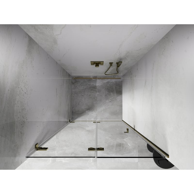 Mexen Lunar-F drzwi prysznicowe składane lewe 65 cm, transparent, złote - 836-065-000-50-00-L