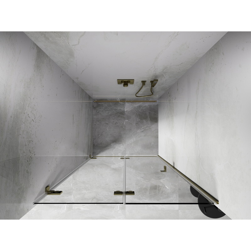 Mexen Lunar-F drzwi prysznicowe składane lewe 85 cm, transparent, złote szczotkowane - 836-085-000-55-00-L