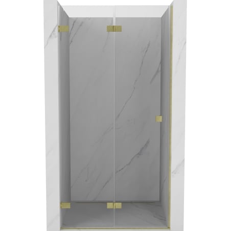 Mexen Lunar-F drzwi prysznicowe składane lewe 85 cm, transparent, złote szczotkowane - 836-085-000-55-00-L