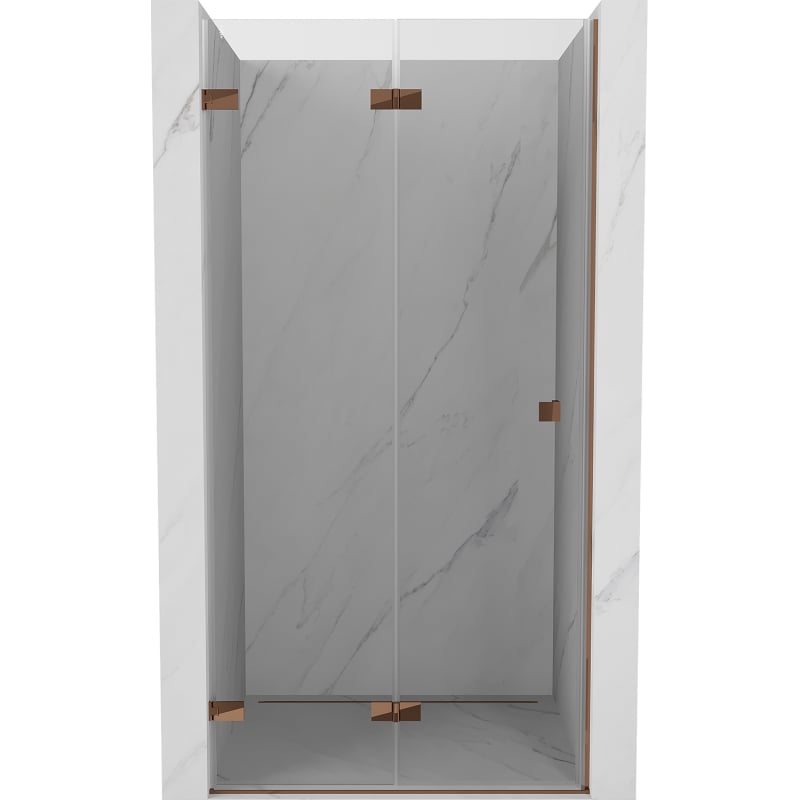 Mexen Lunar-F drzwi prysznicowe składane lewe 60 cm, transparent, różowe złoto - 836-060-000-60-00-L