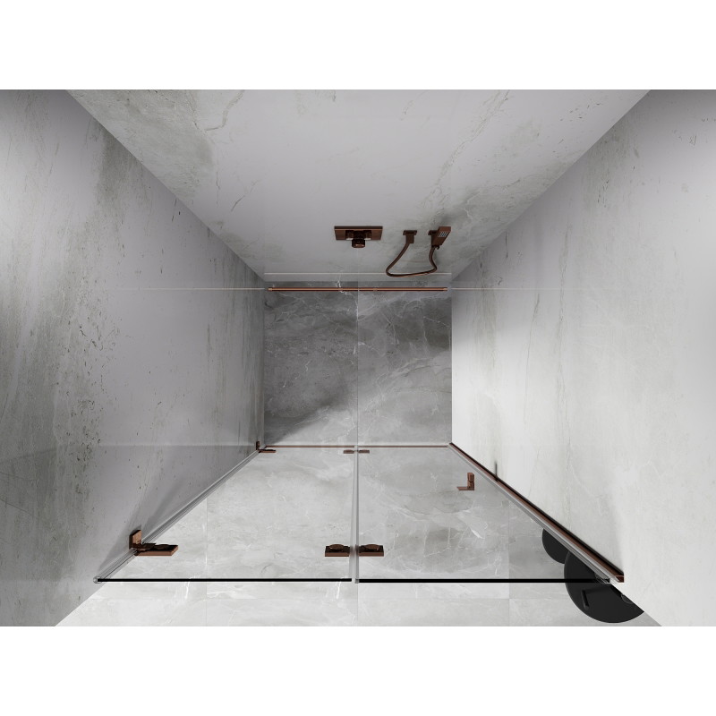 Mexen Lunar-F drzwi prysznicowe składane lewe 65 cm, transparent, różowe złoto - 836-065-000-60-00-L