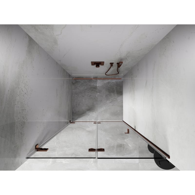 Mexen Lunar-F drzwi prysznicowe składane lewe 80 cm, transparent, różowe złoto - 836-080-000-60-00-L