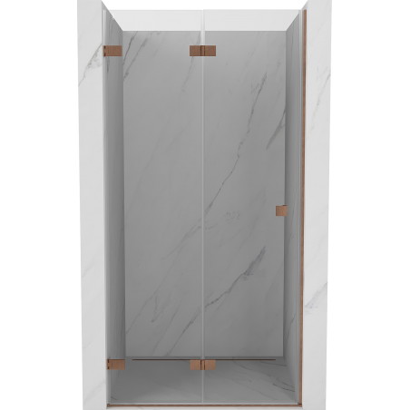 Mexen Lunar-F drzwi prysznicowe składane lewe 90 cm, transparent, miedź szczotkowana - 836-090-000-65-00-L