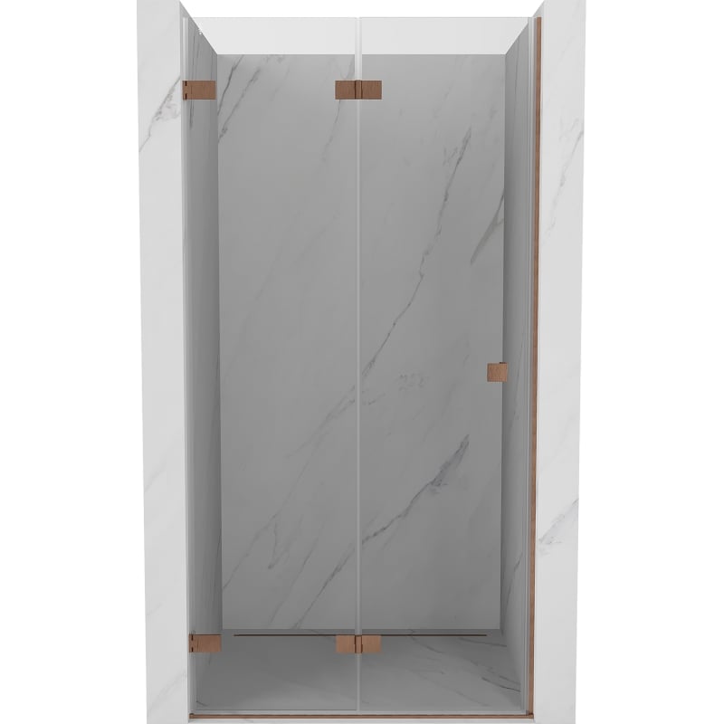 Mexen Lunar-F drzwi prysznicowe składane lewe 95 cm, transparent, miedź szczotkowana - 836-095-000-65-00-L