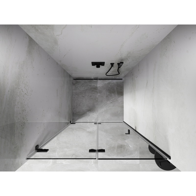 Mexen Lunar-F drzwi prysznicowe składane lewe 90 cm, transparent, gun gray szczotkowany - 836-090-000-66-00-L