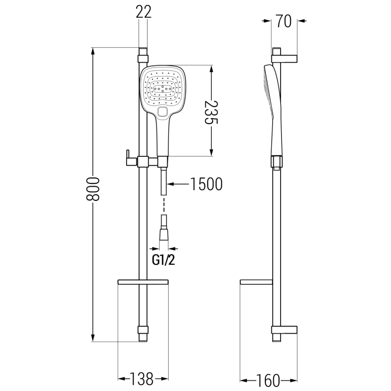 Mexen DQ17 zestaw prysznicowy suwany, czarny - 785174581-70