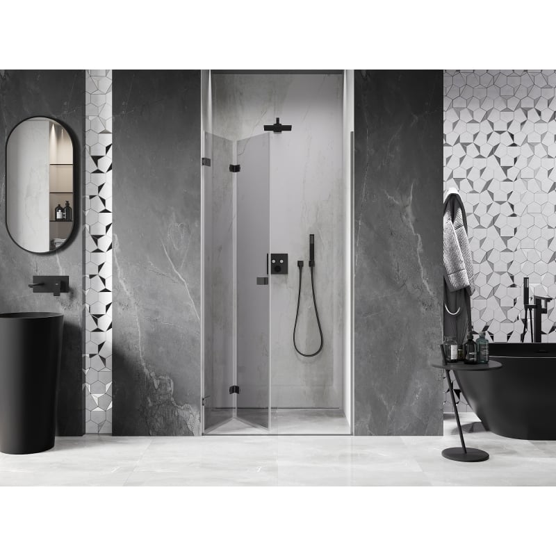 Mexen Lunar-F drzwi prysznicowe składane lewe 85 cm, transparent, gun metal - 836-085-000-95-00-L