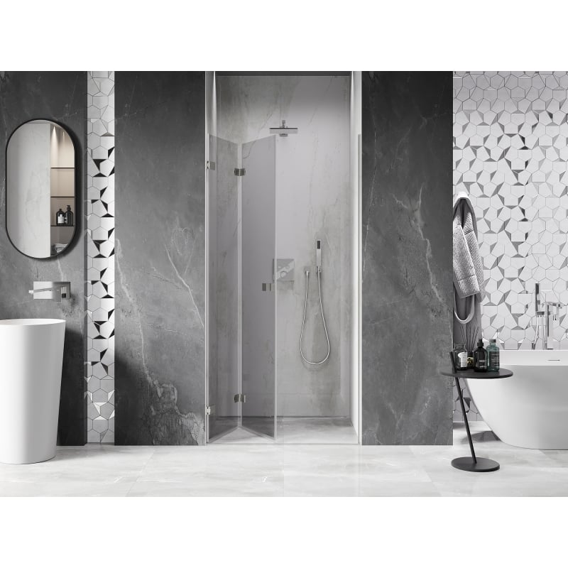 Mexen Lunar-F drzwi prysznicowe składane lewe 65 cm, transparent, nikiel szczotkowany - 836-065-000-97-00-L